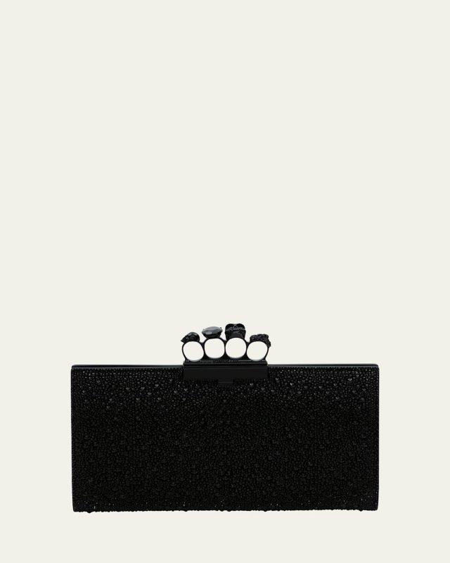 Skull Jewel Flat Pouch Clutch Bag